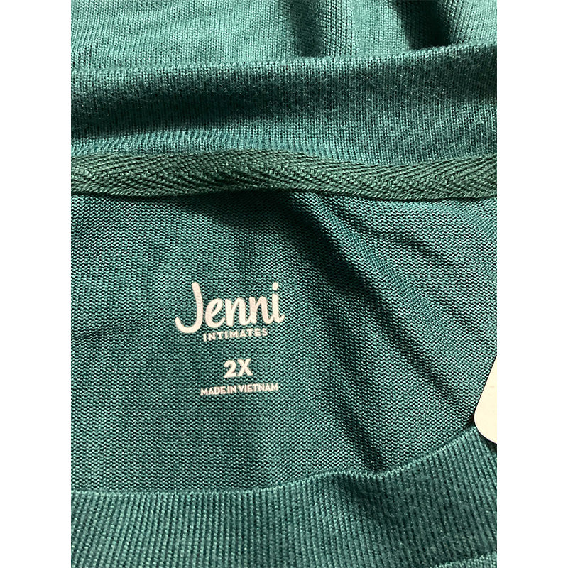 Jenni Long Sleeve Only Pajama Top Green 2X