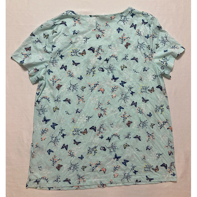 Charter Club Essentials Cropped  Only Pajama Top Butterflies L