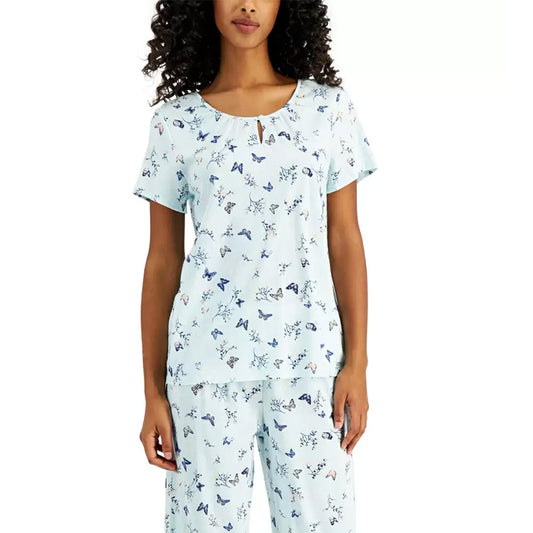 Charter Club Essentials Cropped  Only Pajama Top Butterflies L