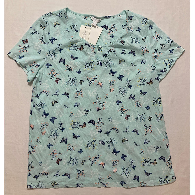 Charter Club Essentials Cropped  Only Pajama Top Butterflies L