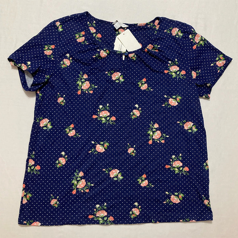 Charter Club Essentials Cropped Only Pajama Top Navy L