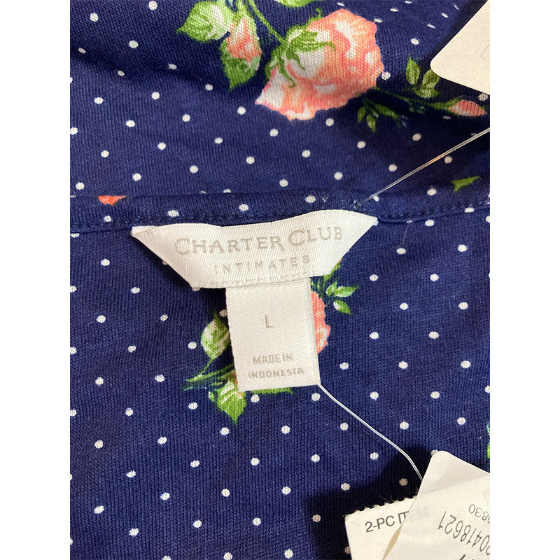 Charter Club Essentials Cropped Only Pajama Top Navy L