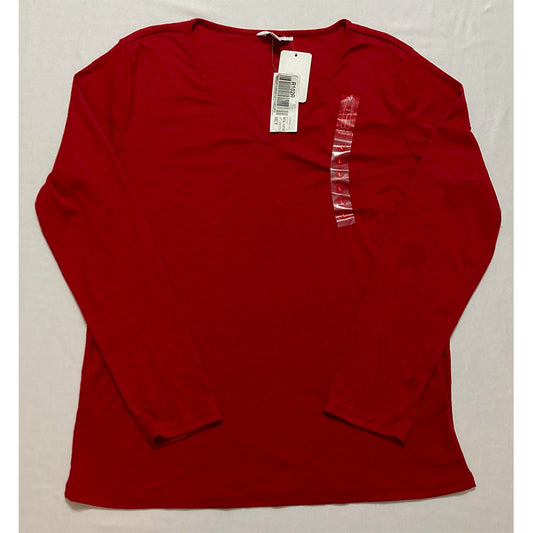 Charter Club V-neck Only Pajama Top Red Petite L