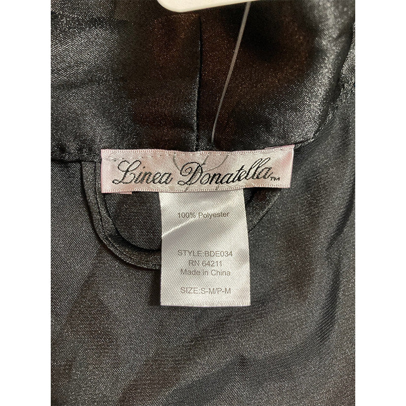 Linea Donatella Womens Short Satin Robe Black S-M