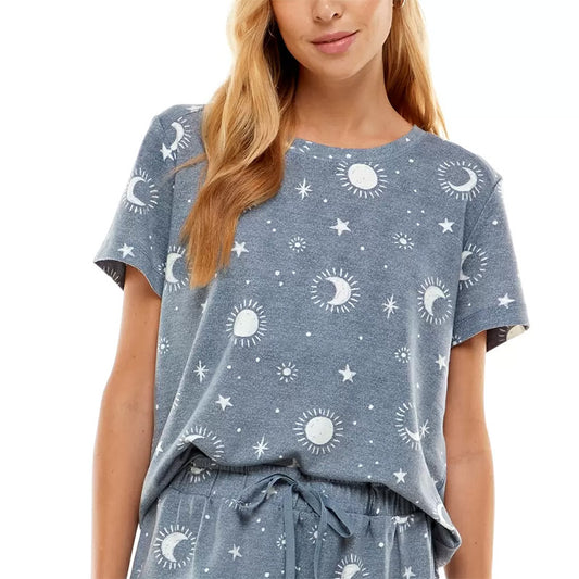 Roudelain Butter Knit Printed Only T-Shirt Blue L