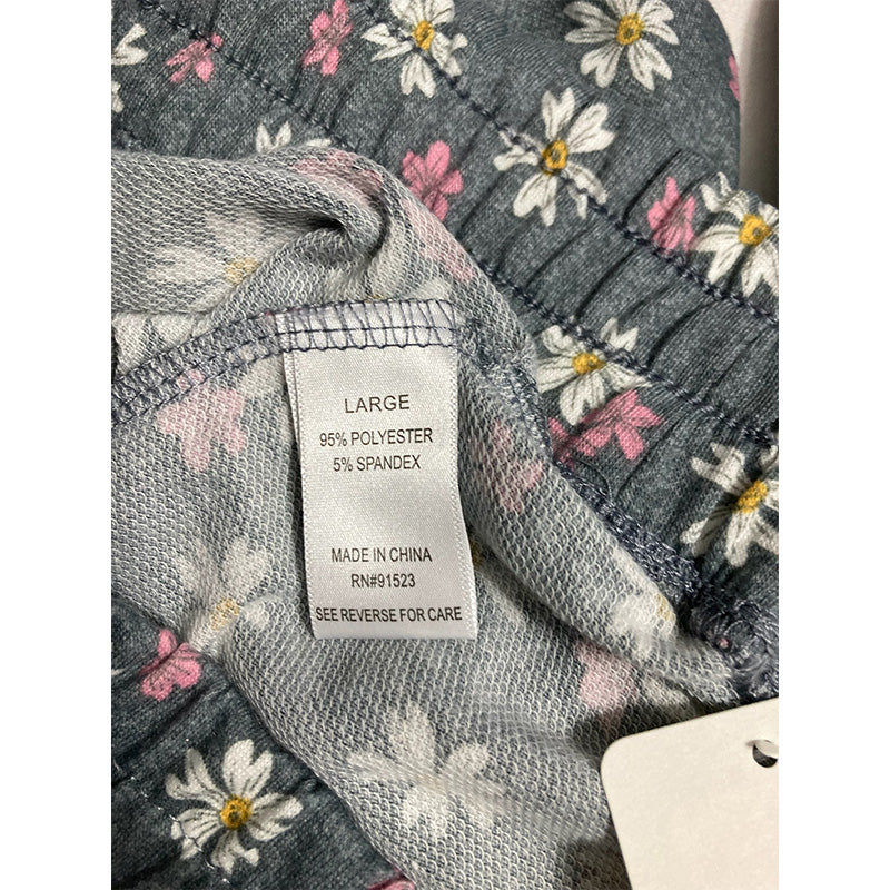 Roudelain Only Pajama Pants Elastic Band Grey Floral L