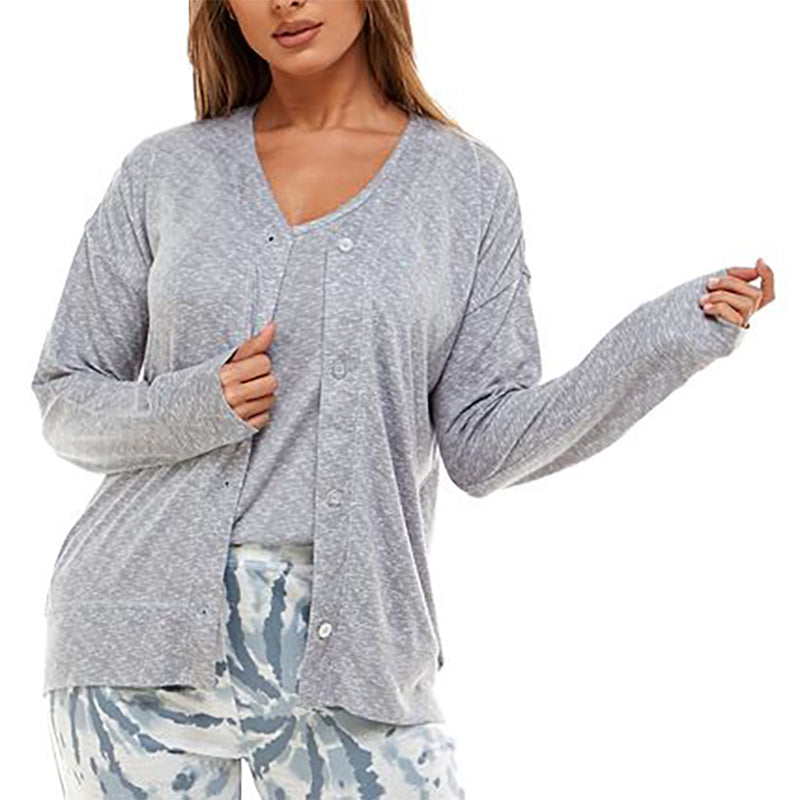 Roudelain Cardigan Only Pajama Top Grey L