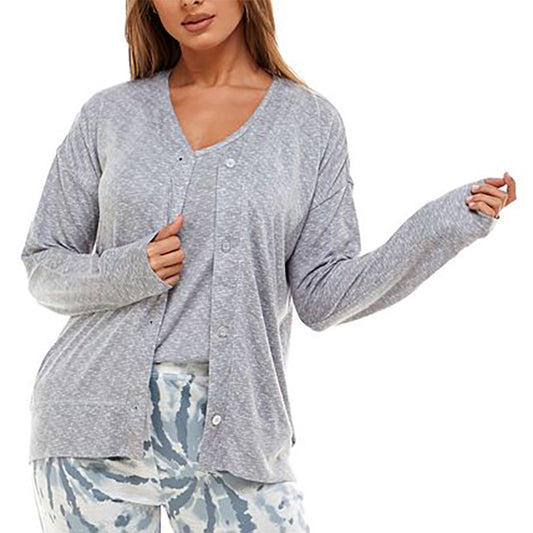 Roudelain Cardigan Only Pajama Top Grey L