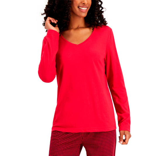 Charter Club V-neck Pajama Top Red XS