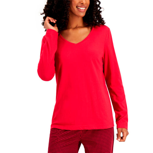 Charter Club V-neck Only Pajama Top Red XS