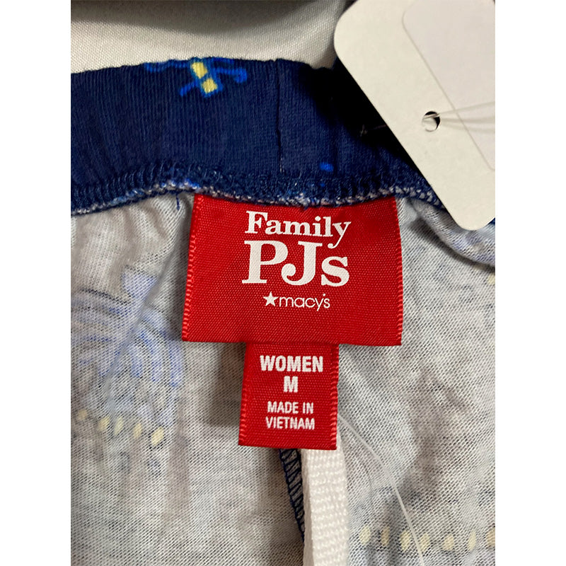 Family Pj Elastic Band Printed Long Sleeve Only Pajama Pants Blue M