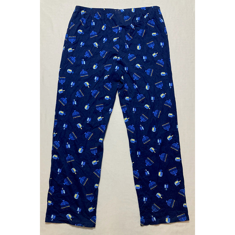 Family Pj Elastic Band Printed Long Sleeve Only Pajama Pants Blue M