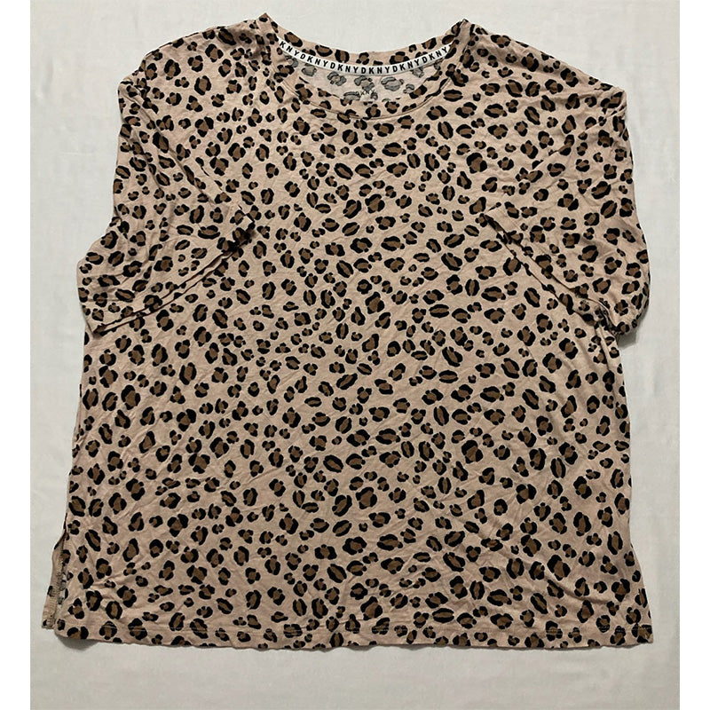 DKNY Printed Cropped Only Pajama Top Animal Print L