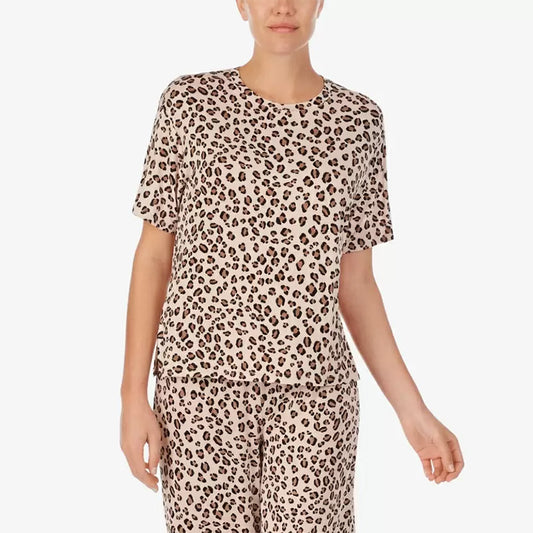 DKNY Printed Cropped Only Pajama Top Animal Print L