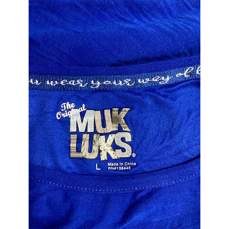 Muk Luks Short Sleeve Tee Only Pajama Top Blue L