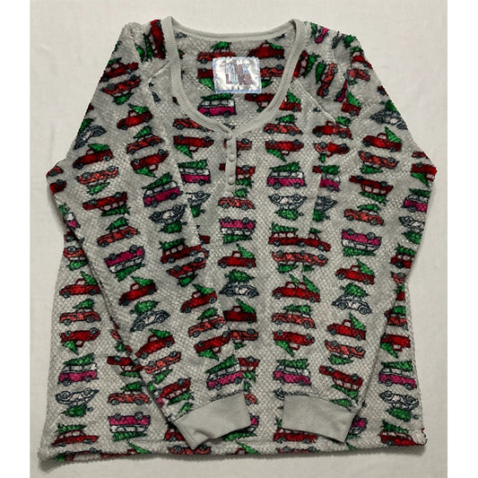 Muk Luks Only Pajama Top Round Neck Muticolor L