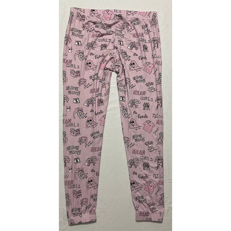 Meangirls Only Pajama Pants Long Sleeve Pink L