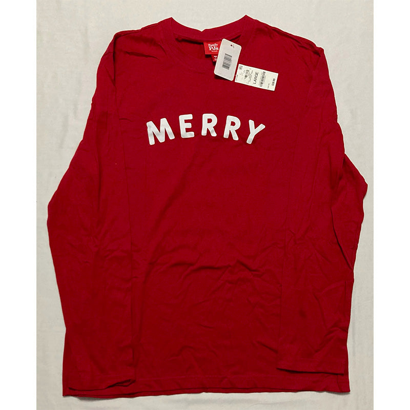 FAMILY PJs Men Sets Red Elastic Band Graphic Long Sleeve Red L