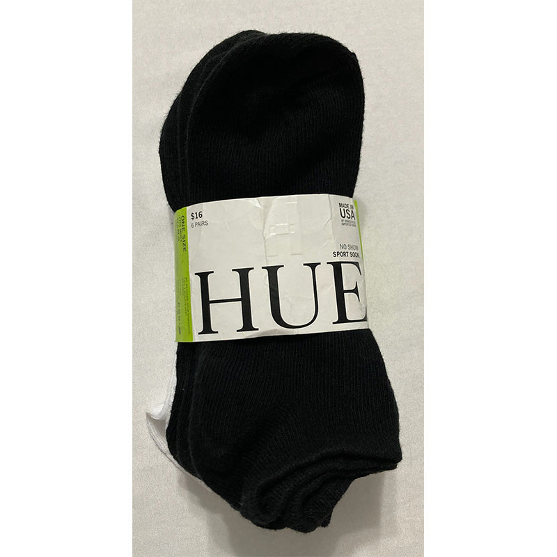 Hue Massaging No Show 5 Pack Socks Black & White One Size