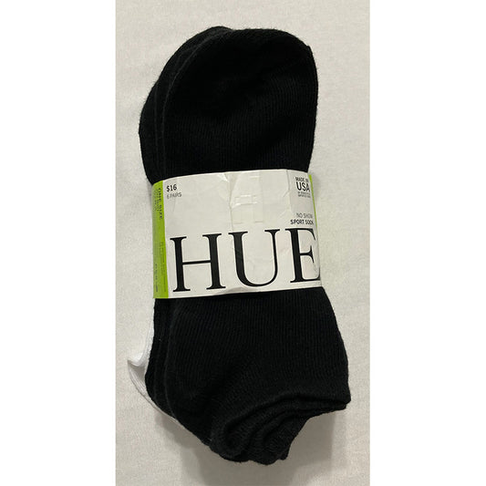Hue Massaging No Show 5 Pack Socks Black & White One Size