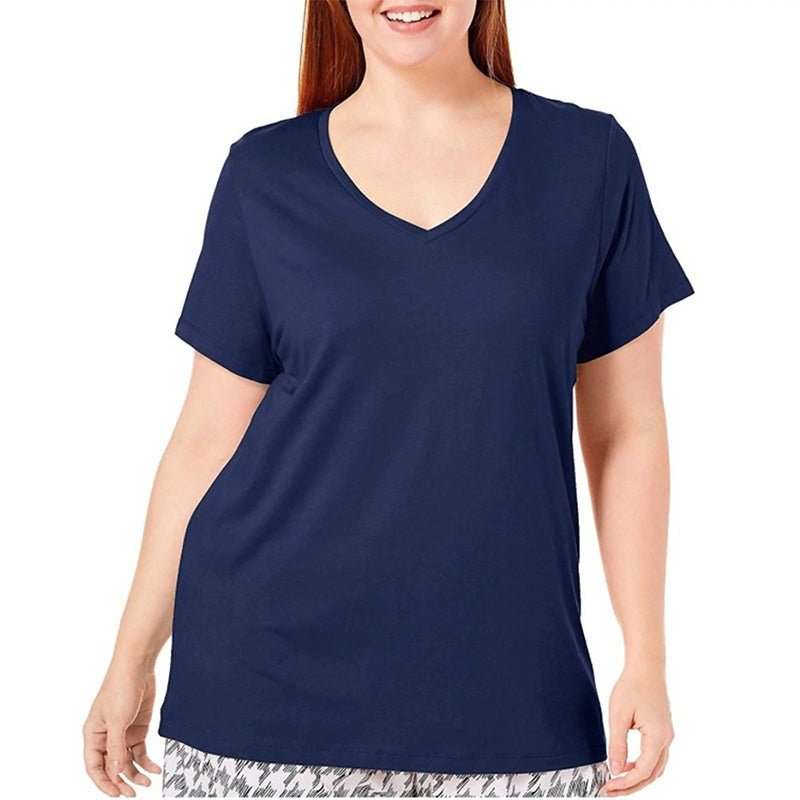 Hue Only Short Sleeve V-Neck Sleep Top Navy S