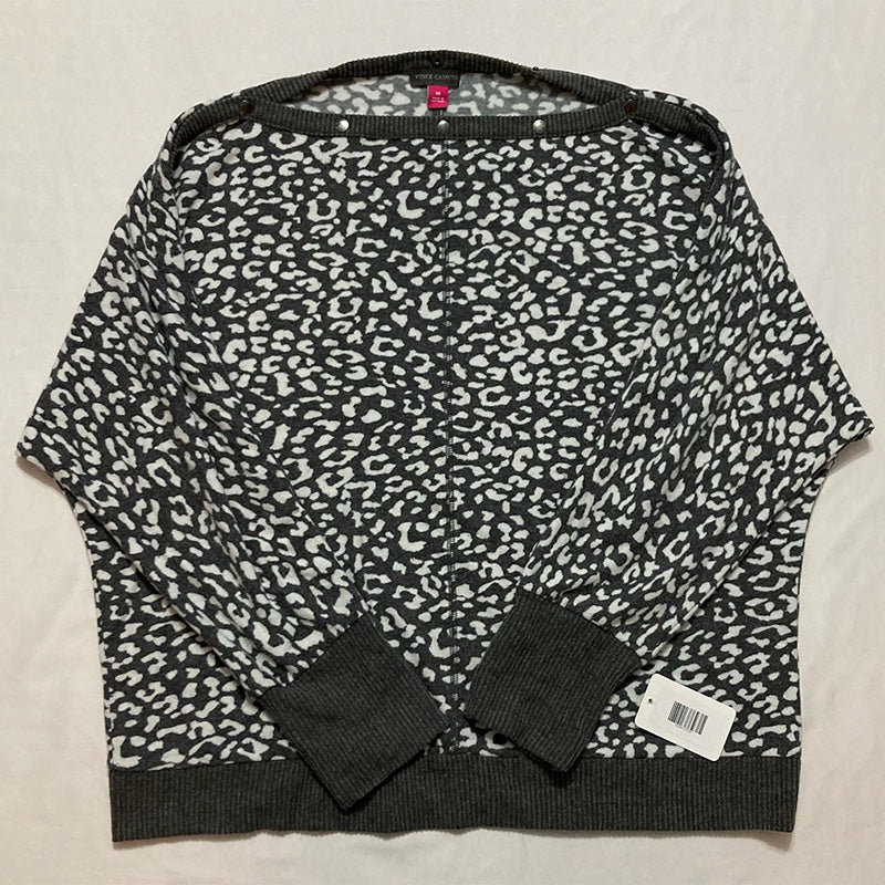Vince Camuto Animal Print Boat Neck Button Detail Sleeve Shirt M