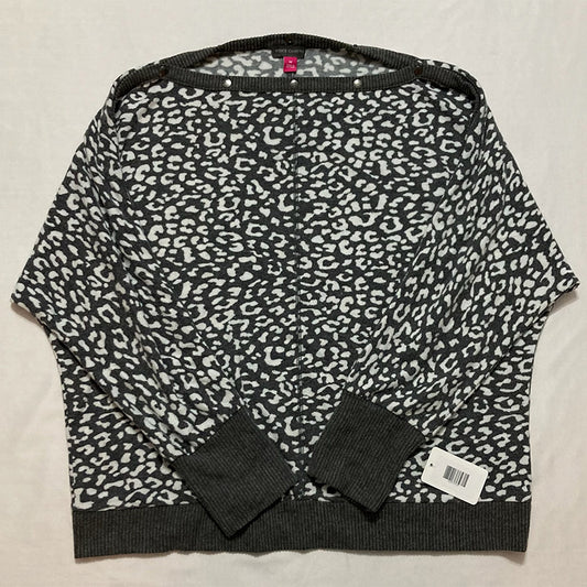 Vince Camuto Animal Print Boat Neck Button Detail Sleeve Shirt M