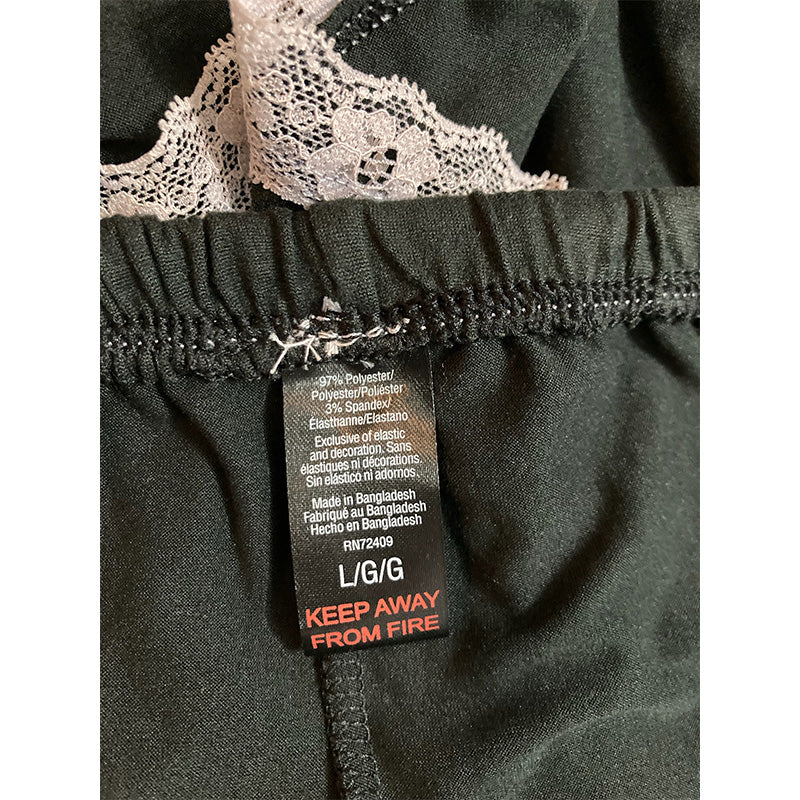 Unbranded Sleep Short With Lace Black L