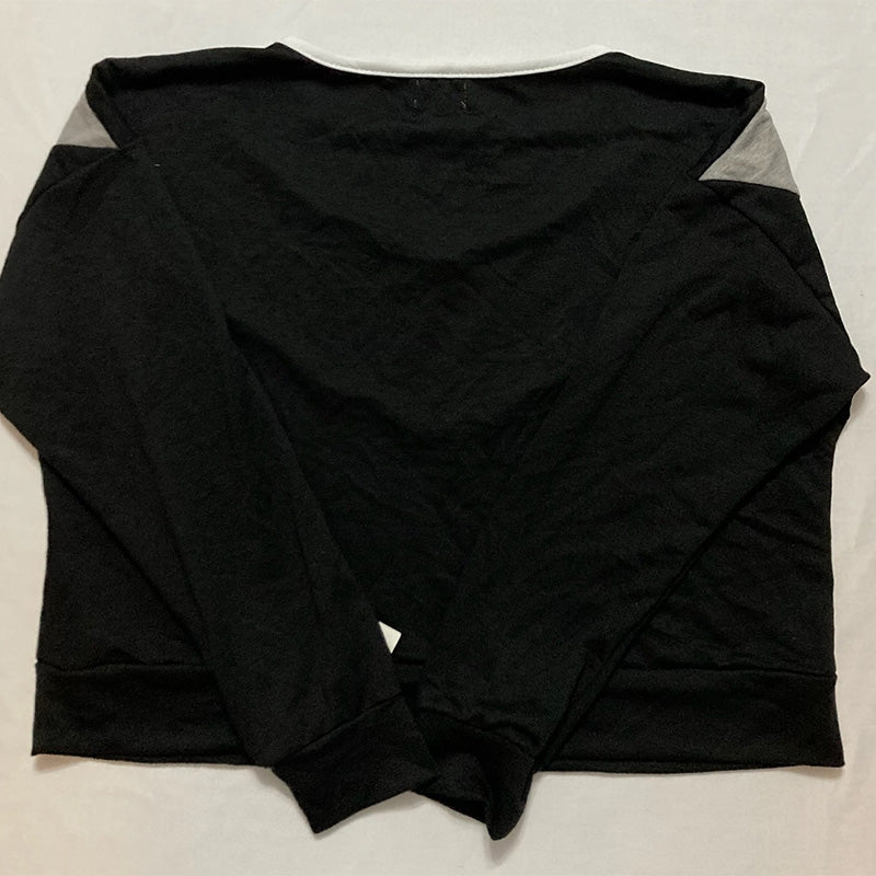Jenni Chevron Stripe Loungewear Only Pajama Top Black and Grey M