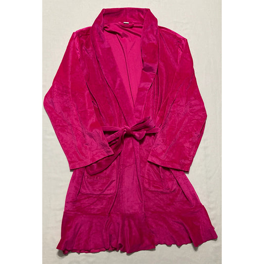 Unbranded Robe Long Sleeve Notch Collar Pink One Size