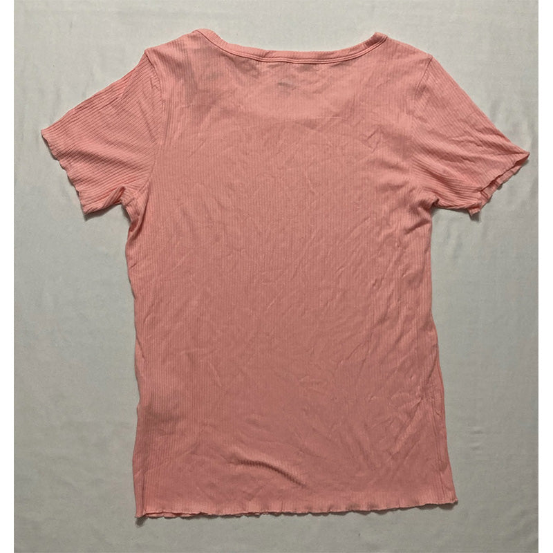 Jenni Lettuce Edge Solid Ribbed Sleep T-Shirt Coral XS