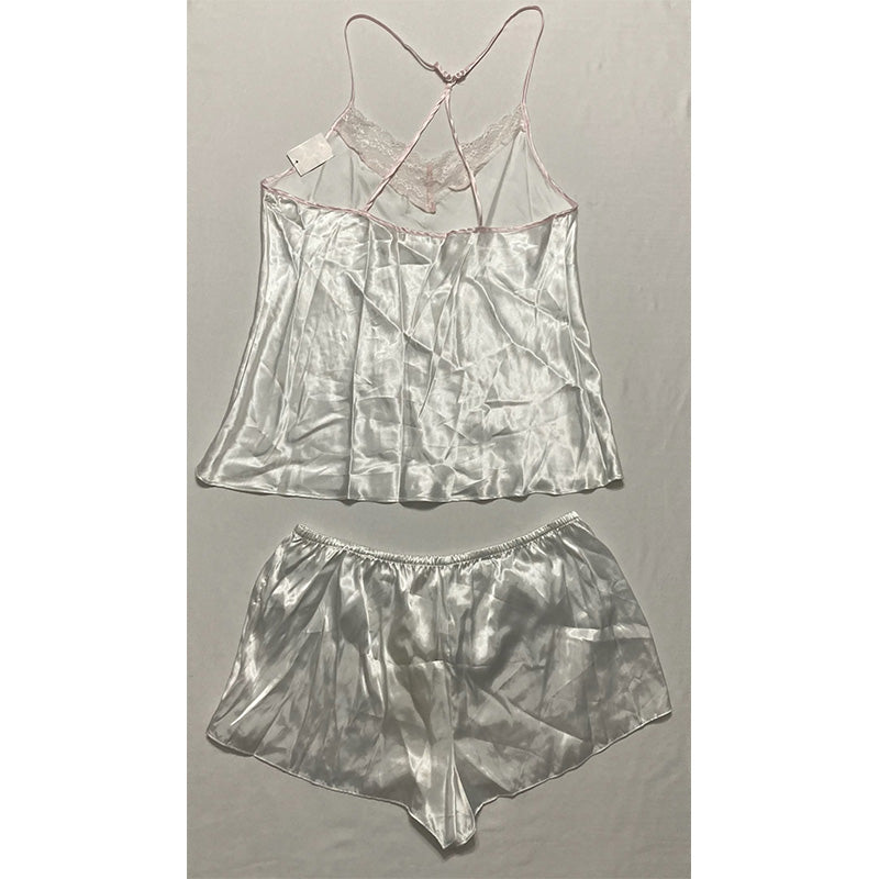 NWD Linea Donatella Bride Satin Wrap Robe Cami & Tap Shorts Set L