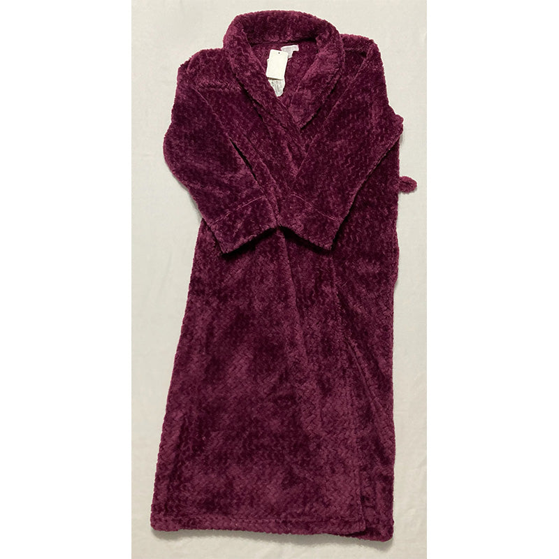 NWD Charter Club Zigzag Long Cozy Plush Wrap Robe Burgundy XS