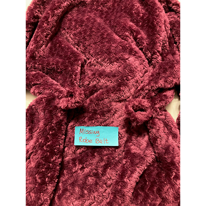 NWD Charter Club Zigzag Long Cozy Plush Wrap Robe Burgundy XS