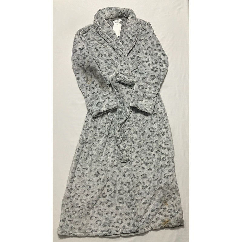 NWD Charter Club Animal-Print Wrap Plush Robe Grey XS/S