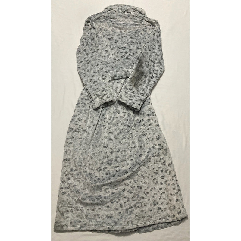 NWD Charter Club Animal-Print Wrap Plush Robe Grey XS/S