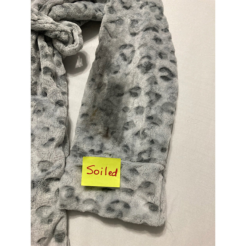 NWD Charter Club Animal-Print Wrap Plush Robe Grey XS/S