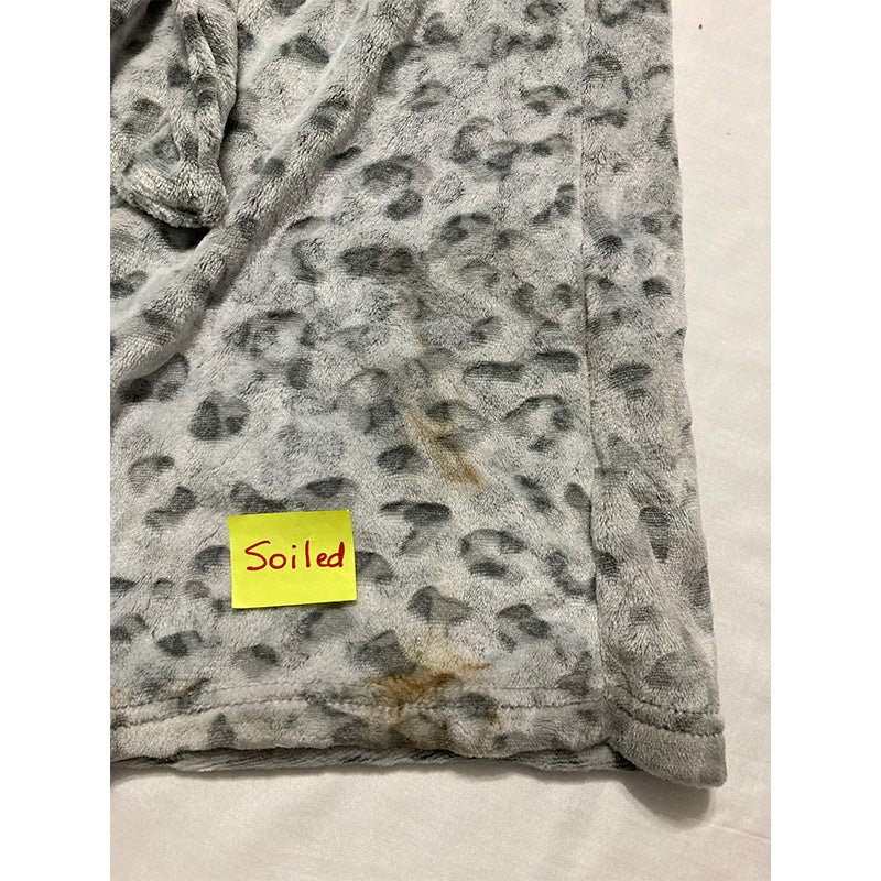 NWD Charter Club Animal-Print Wrap Plush Robe Grey XS/S
