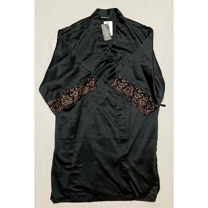 NWD I.N.C. Shine Lace Wrap Robe Black L