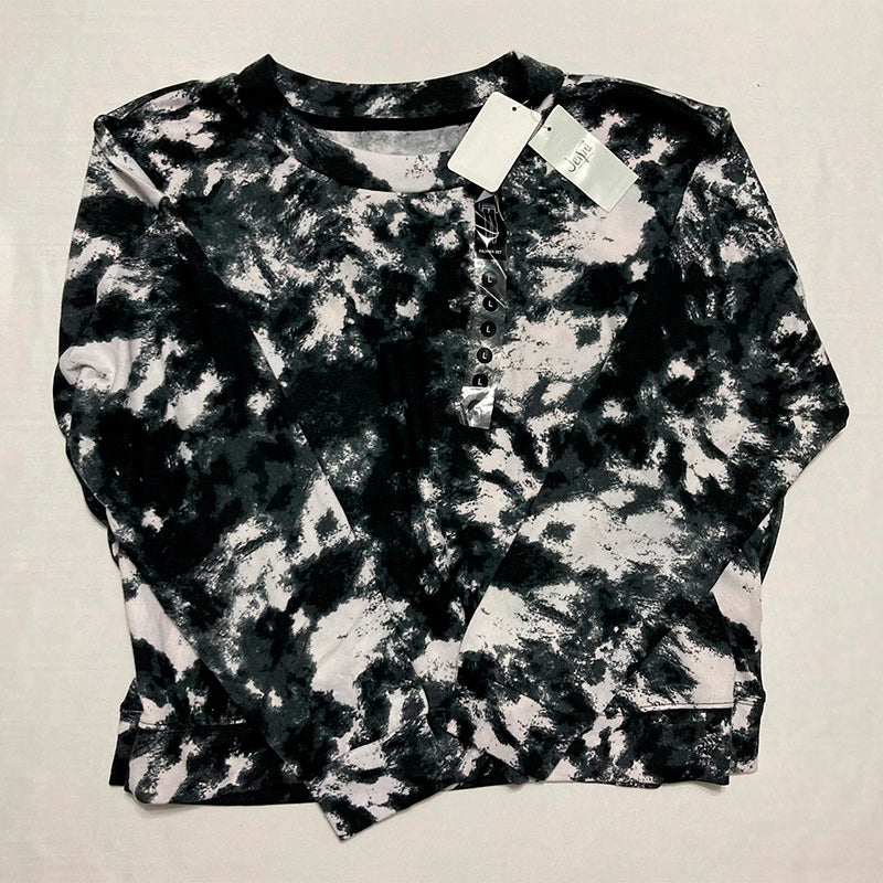 Jenni Long Sleeve Mix Only Pajama Top Black and White L