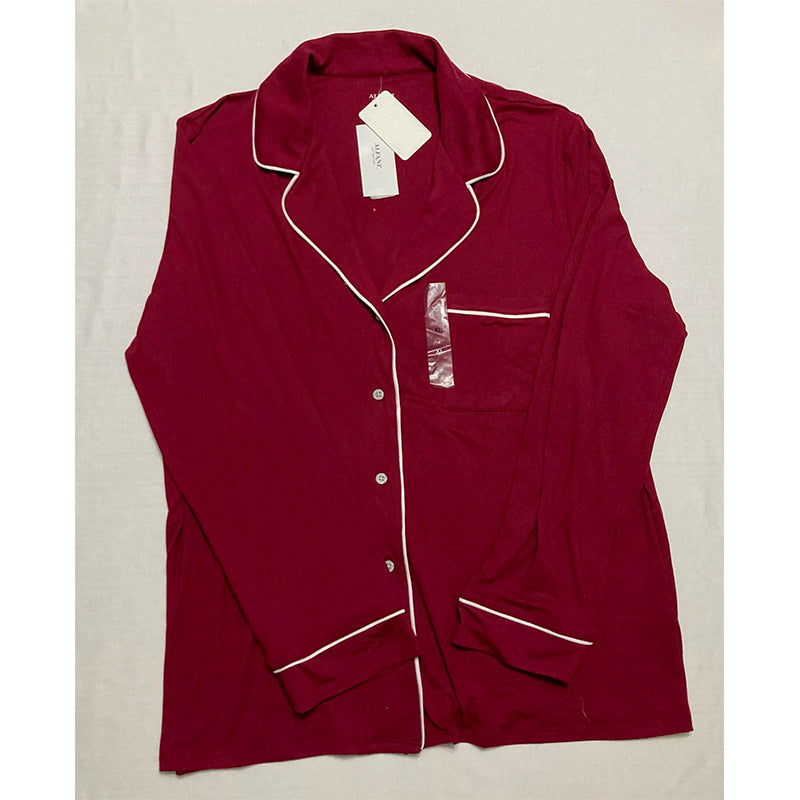 Alfani Printed Ultra-Soft Only Pajama Top Beet Red XL