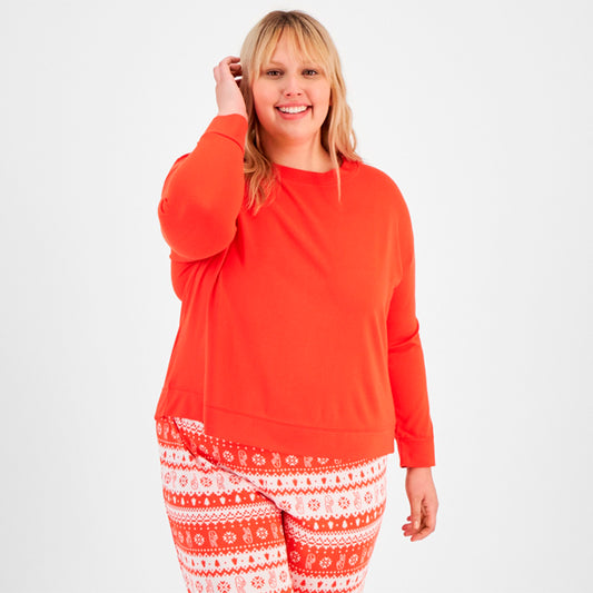 Jenni Long Sleeve Mix It Packaged Pajama Top Red L