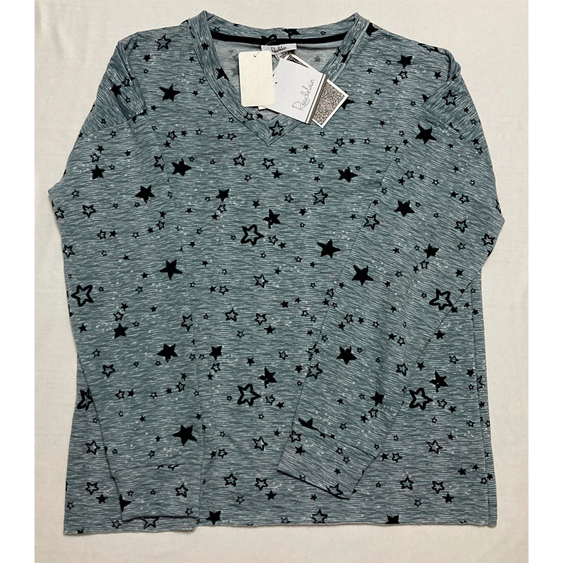 Roudelain Printed Butter Knit Only Pajama Top Excellent Stars L