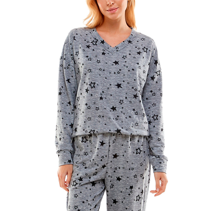 Roudelain Printed Butter Knit Only Pajama Top Excellent Stars L