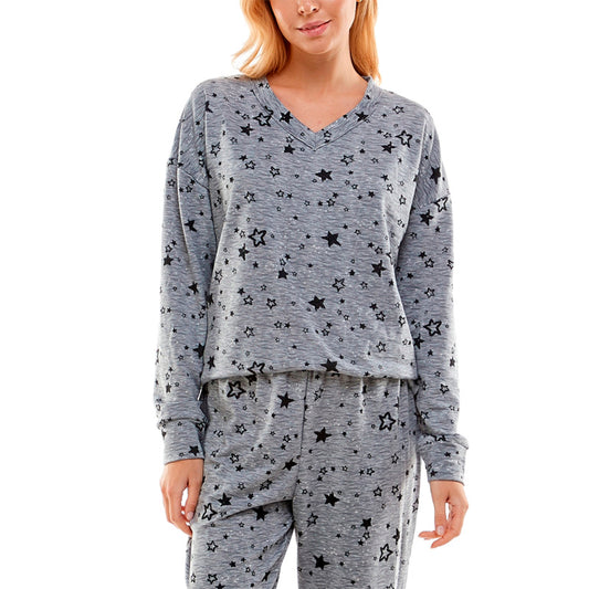 Roudelain Printed Butter Knit Only Pajama Top Excellent Stars L