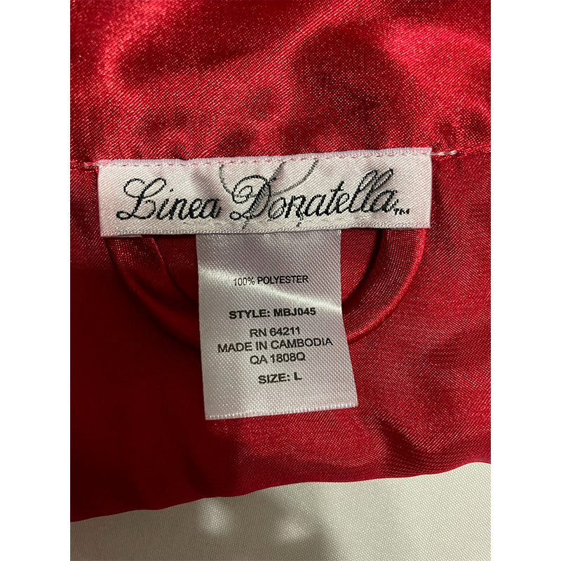 Linea Donatella Marabou Feather Satin Only Pajama Top Ruby L