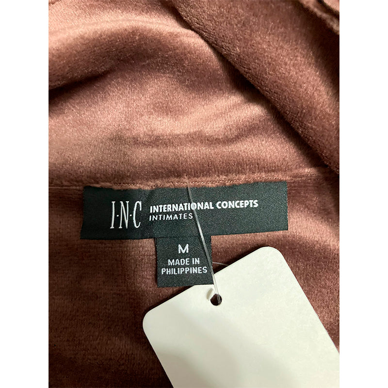 INC Satin Notch Collar Packaged Only Pajama Top French Coffee M