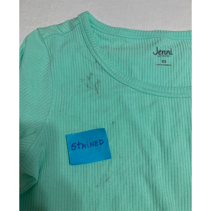 NWD Jenni Lettuce Edge Solid Ribbed Sleep T-Shirt Aqua XS