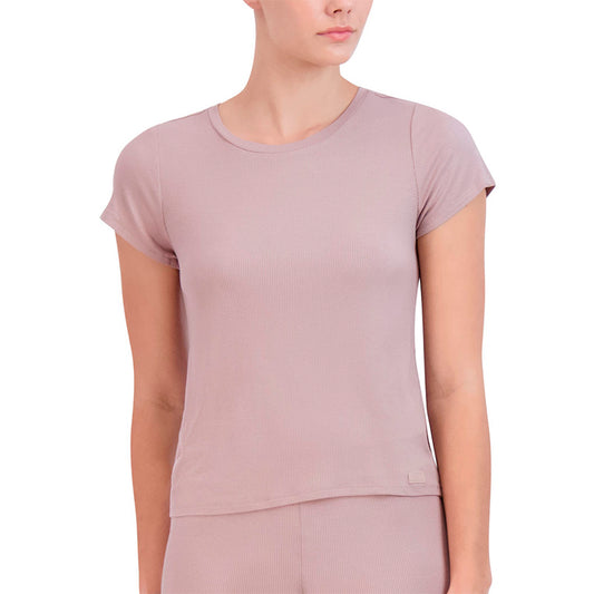 Steve Madden Ribbed Only Short-Sleeve Baby Sleep Tee Bark L