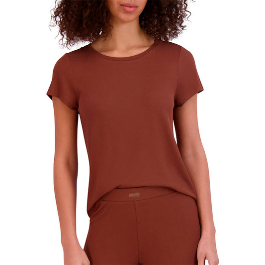 Steve Madden Ribbed Short-Sleeve Baby Only Sleep Tee Tiramisu M